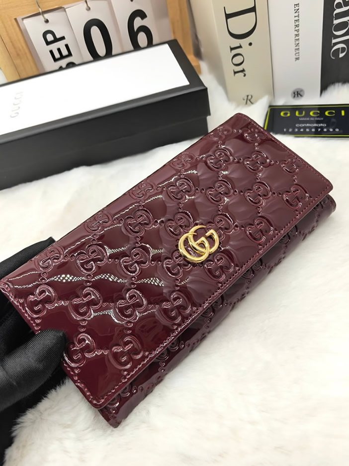 グッチ シグネチャー パテントレザー コンチネンタルウォレット 8705 - 画像 (5)