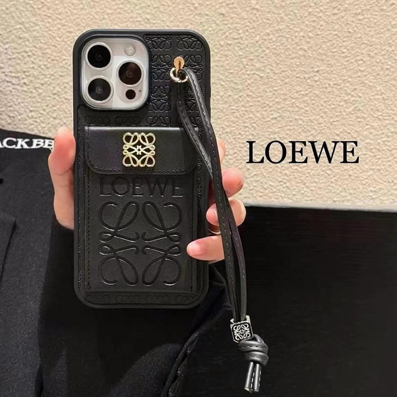 LOEWE iPhone用 エンボスレザー フォンケース(ブラック) IP048 - 画像 (2)