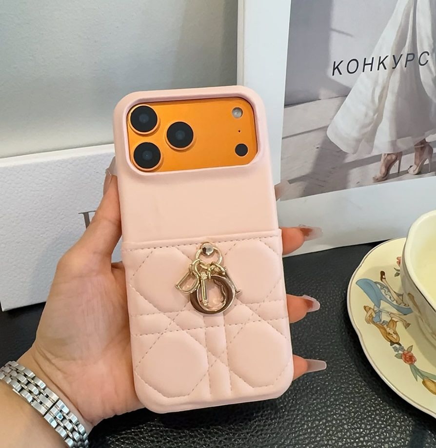 ディオール iPhone用 キルティングレザー フォンケース(ピンク) IP051 - 画像 (5)