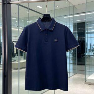 ドルチェ＆ガッバーナ DGロゴプレート コットン ポロシャツ ネイビー FS167