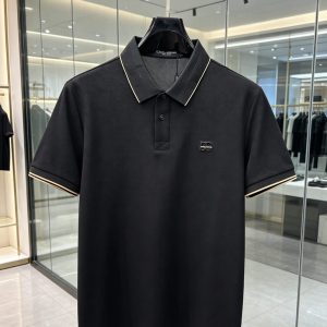 ドルチェ＆ガッバーナ DGロゴプレート コットン ポロシャツ ブラック FS168