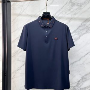 エルメス Hモチーフカラー コットン ポロシャツ ネイビー FS183