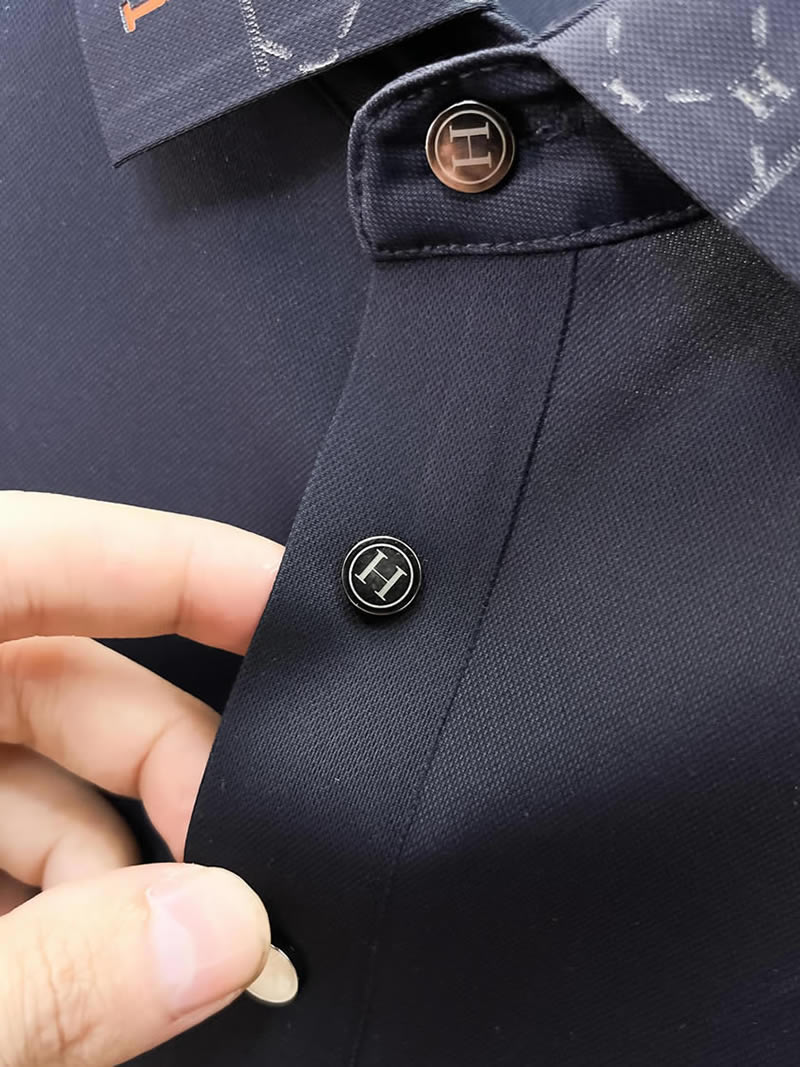 エルメス Hモチーフカラー コットン ポロシャツ ネイビー FS183 - 画像 (8)