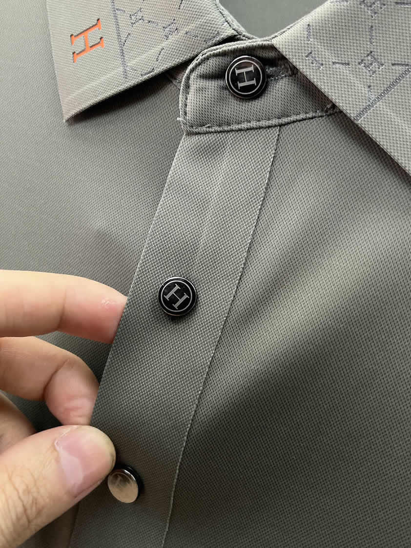 エルメス Hモチーフカラー コットン ポロシャツ セージグリーン FS184 - 画像 (7)