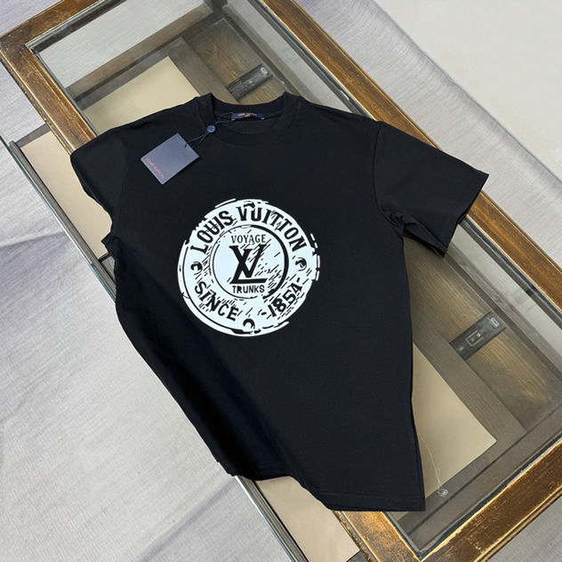 ルイ・ヴィトン ヴォヤージュ トランクス コットン Tシャツ ブラック FS187