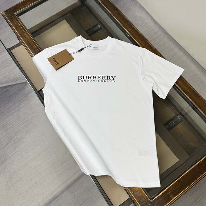 バーバリー ロゴエンブロイダリー コットン Tシャツ ホワイト FS189