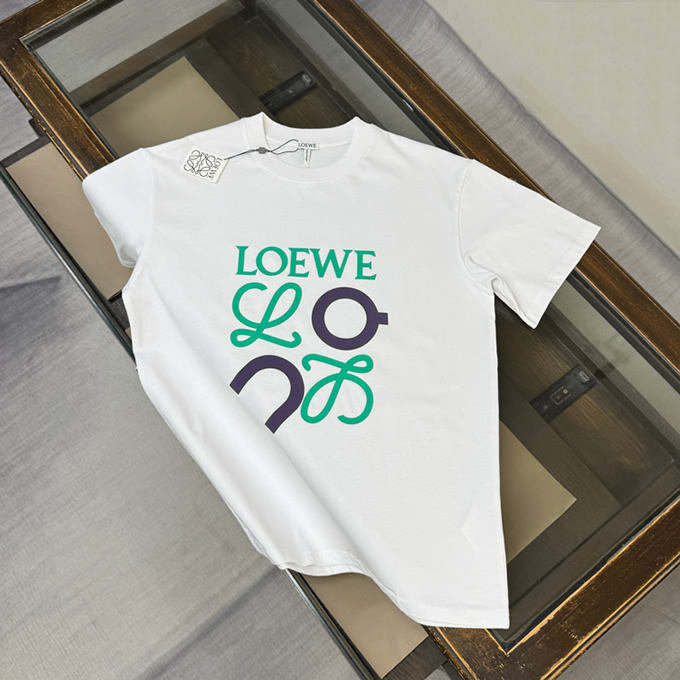 ロエベ アナグラム グラフィック コットン Tシャツ ホワイト FS190