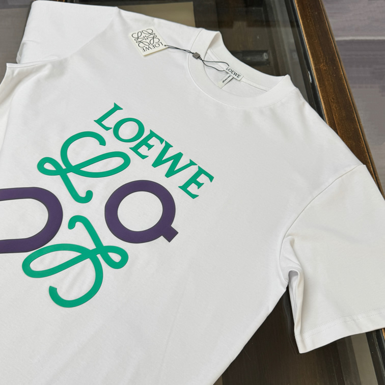ロエベ アナグラム グラフィック コットン Tシャツ ホワイト FS190 - 画像 (2)