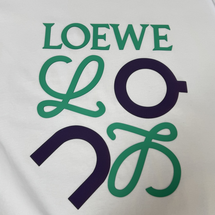 ロエベ アナグラム グラフィック コットン Tシャツ ホワイト FS190 - 画像 (4)