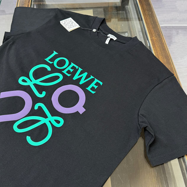 ロエベ アナグラム グラフィック コットン Tシャツ ブラック FS191 - 画像 (2)