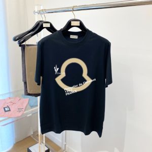 モンクレール ビッグロゴステッチ コットン Tシャツ ブラック FS200