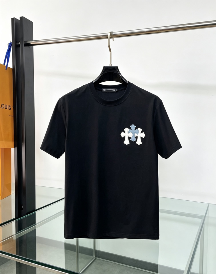 クロムハーツ トリプルクロスパッチ コットン Tシャツ ブラック FS201