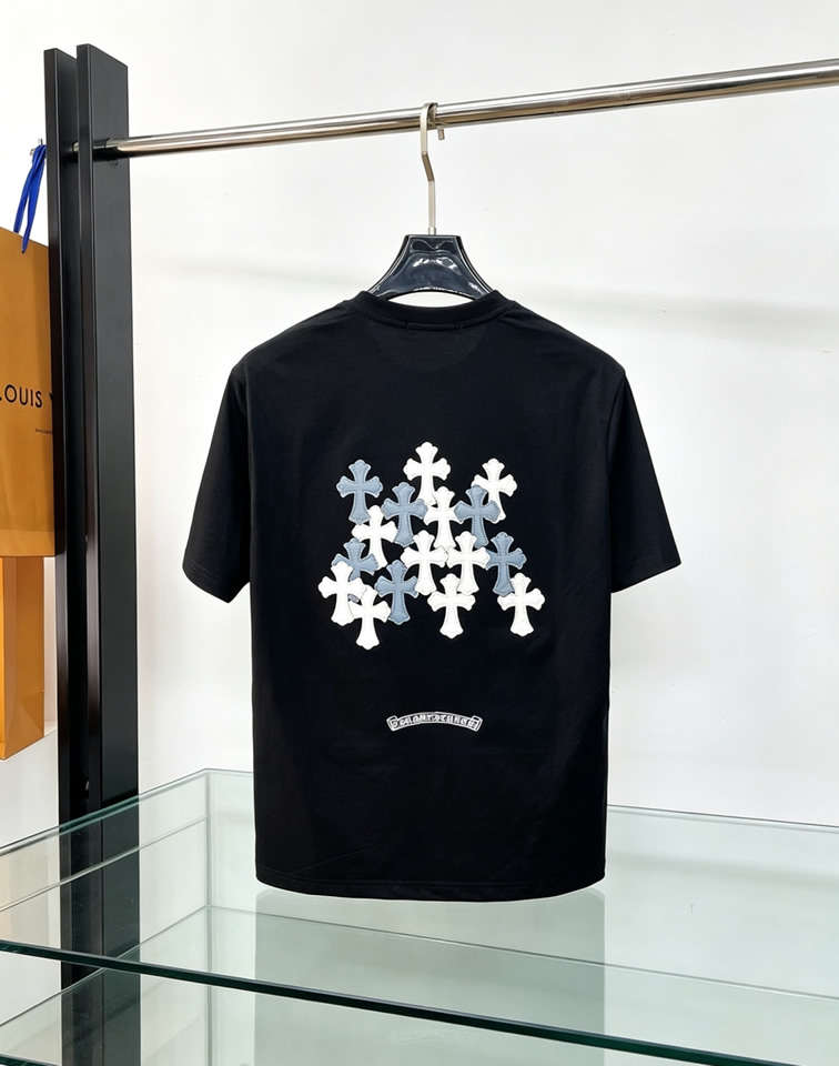 クロムハーツ トリプルクロスパッチ コットン Tシャツ ブラック FS201 - 画像 (2)