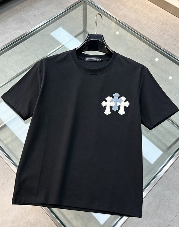 クロムハーツ トリプルクロスパッチ コットン Tシャツ ブラック FS201 - 画像 (3)