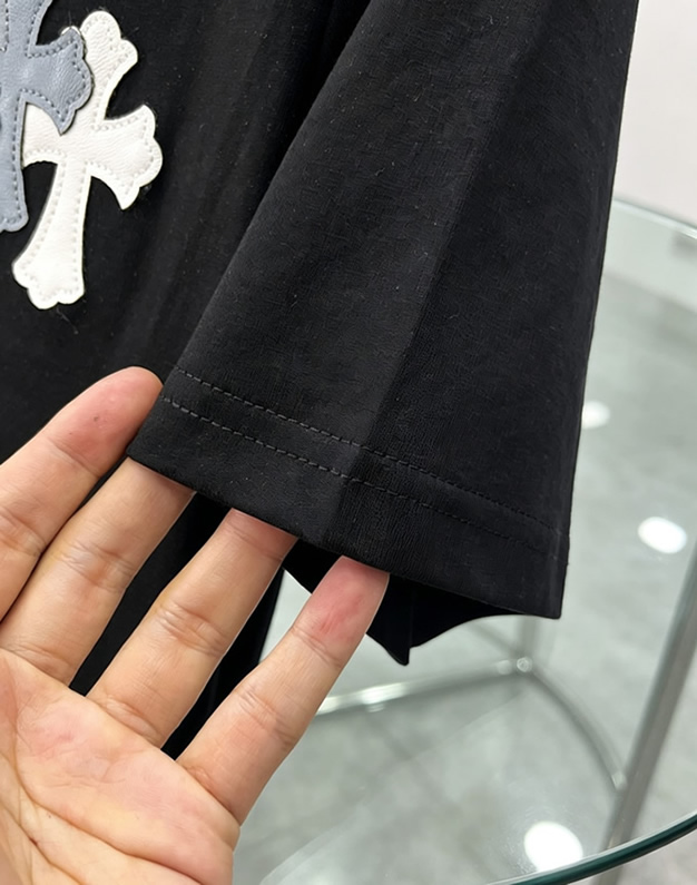 クロムハーツ トリプルクロスパッチ コットン Tシャツ ブラック FS201 - 画像 (5)