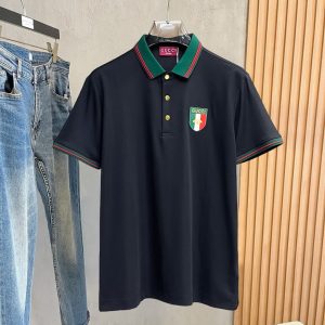 グッチ ウェブ＆ビーエンブレム コットン ポロシャツ ブラック FS204