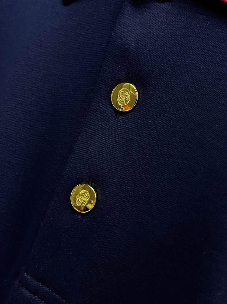 グッチ カラーリブ&ビー刺繍 コットン ポロシャツ ネイビー FS212 - 画像 (6)