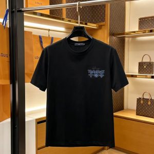 ルイ・ヴィトン モノグラム刺繍 コットン Tシャツ ブラック FS224