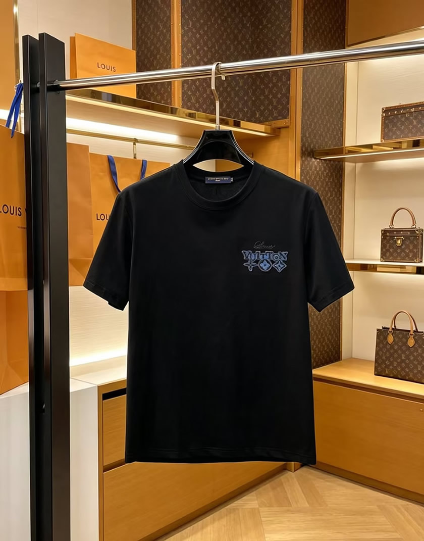 ルイ・ヴィトン モノグラム刺繍 コットン Tシャツ ブラック FS224