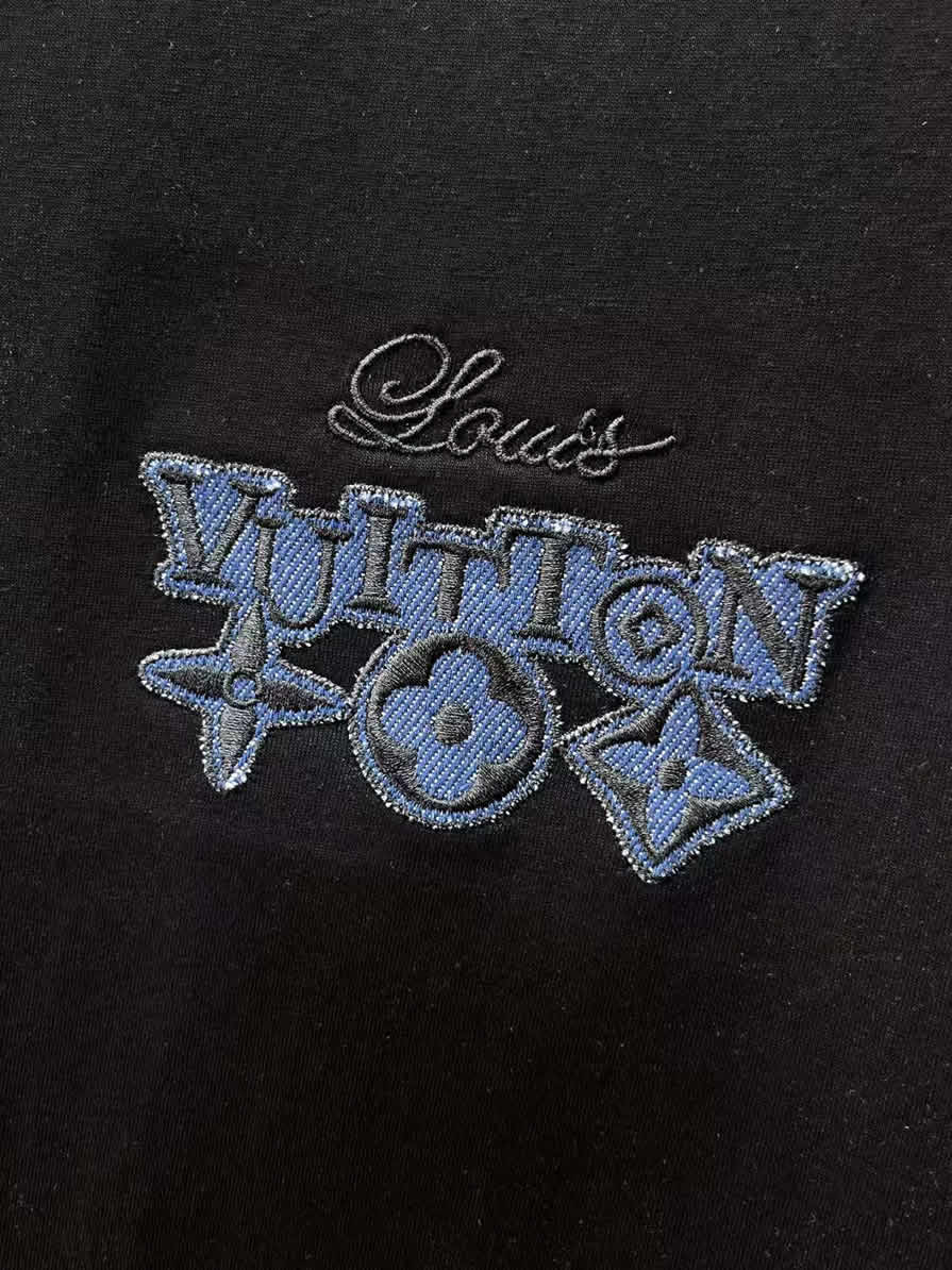 ルイ・ヴィトン モノグラム刺繍 コットン Tシャツ ブラック FS224 - 画像 (9)