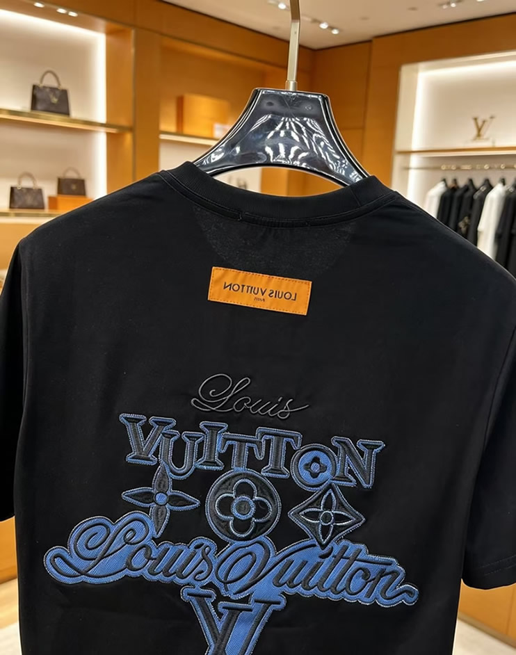ルイ・ヴィトン モノグラム刺繍 コットン Tシャツ ブラック FS224 - 画像 (2)