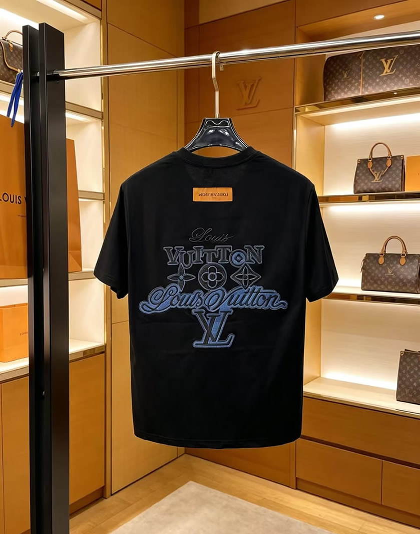 ルイ・ヴィトン モノグラム刺繍 コットン Tシャツ ブラック FS224 - 画像 (4)