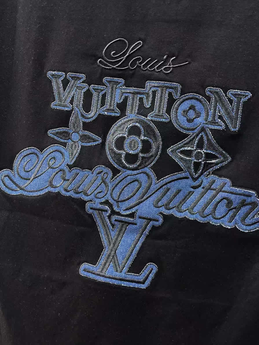 ルイ・ヴィトン モノグラム刺繍 コットン Tシャツ ブラック FS224 - 画像 (8)