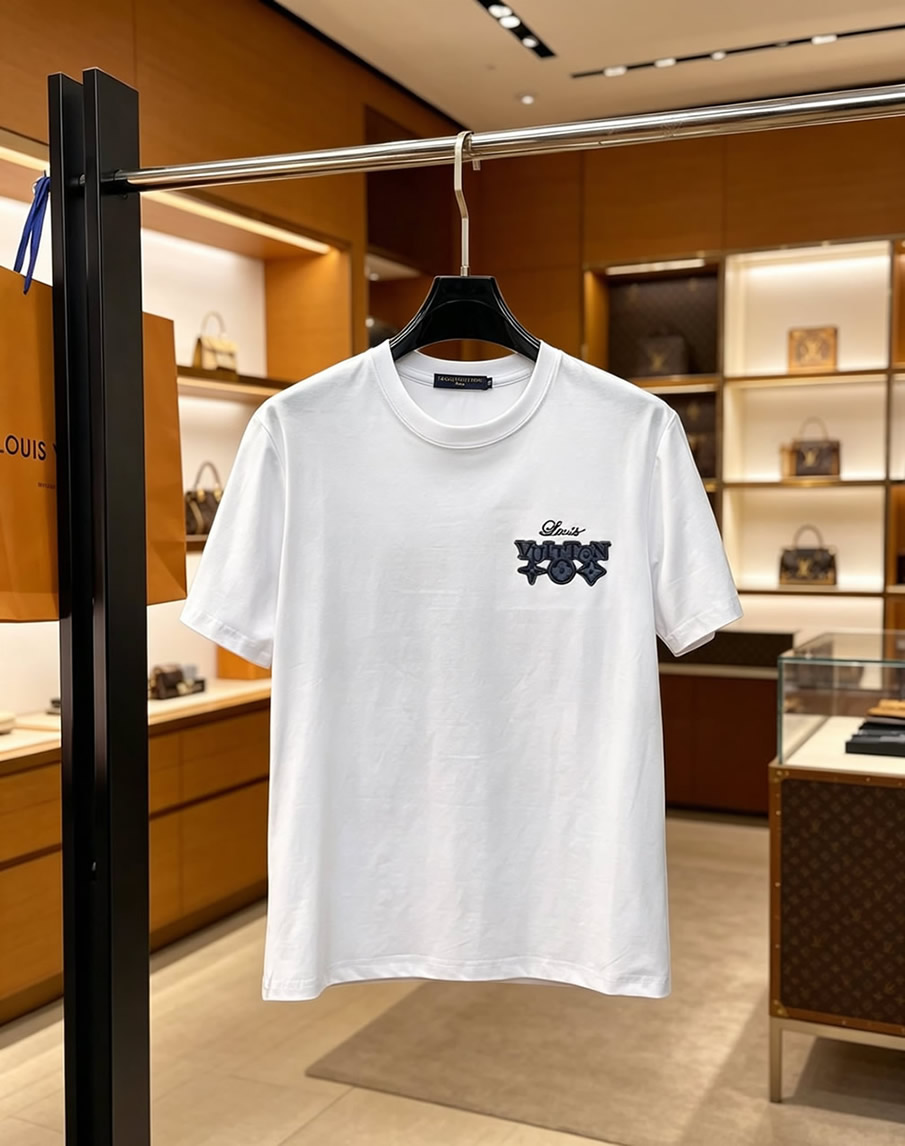 ルイ・ヴィトン モノグラム刺繍 コットン Tシャツ ホワイト FS225