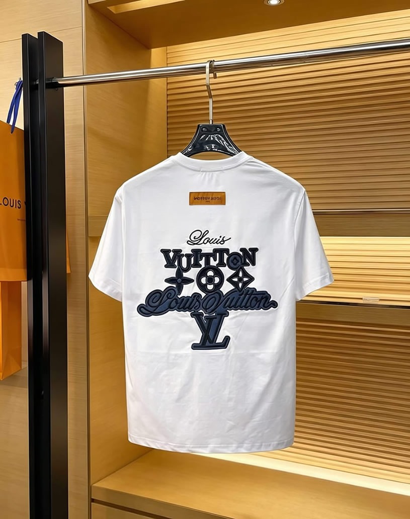 ルイ・ヴィトン モノグラム刺繍 コットン Tシャツ ホワイト FS225 - 画像 (2)