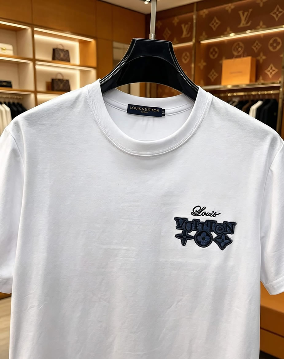 ルイ・ヴィトン モノグラム刺繍 コットン Tシャツ ホワイト FS225 - 画像 (3)