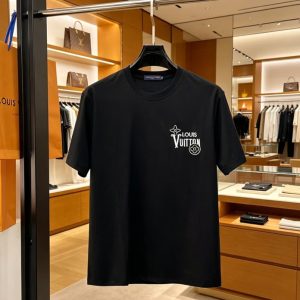 ルイ・ヴィトン モノグラム刺繍 コットン Tシャツ ブラック FS227