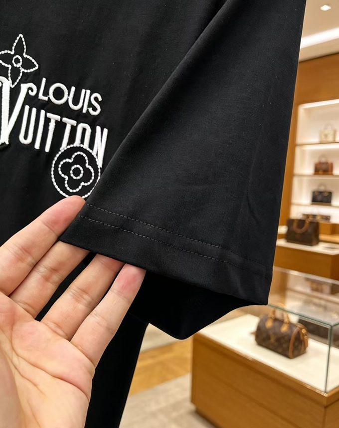 ルイ・ヴィトン モノグラム刺繍 コットン Tシャツ ブラック FS227 - 画像 (5)