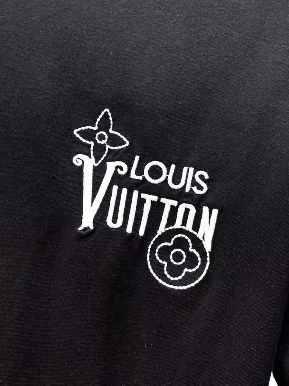 ルイ・ヴィトン モノグラム刺繍 コットン Tシャツ ブラック FS227 - 画像 (10)