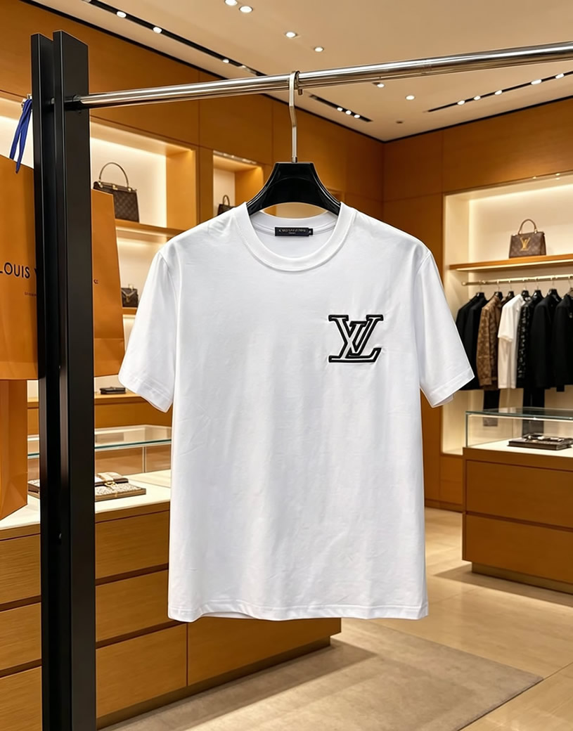 ルイ・ヴィトン LVイニシャルパッチ コットン Tシャツ ホワイト FS228