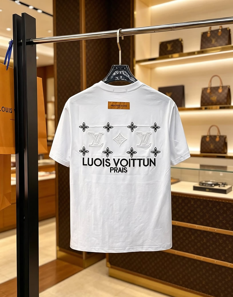 ルイ・ヴィトン LVイニシャルパッチ コットン Tシャツ ホワイト FS228 - 画像 (2)