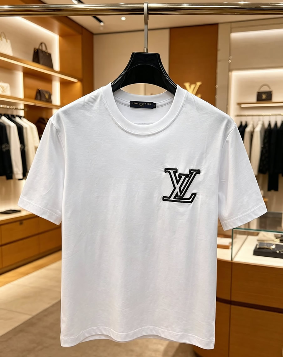 ルイ・ヴィトン LVイニシャルパッチ コットン Tシャツ ホワイト FS228 - 画像 (3)