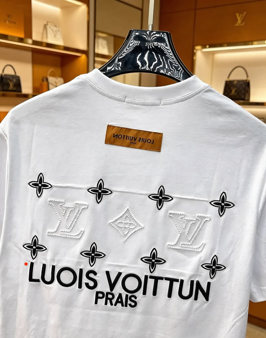 ルイ・ヴィトン LVイニシャルパッチ コットン Tシャツ ホワイト FS228 - 画像 (4)