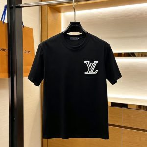 ルイ・ヴィトン LVイニシャルパッチ コットン Tシャツ ブラック FS229