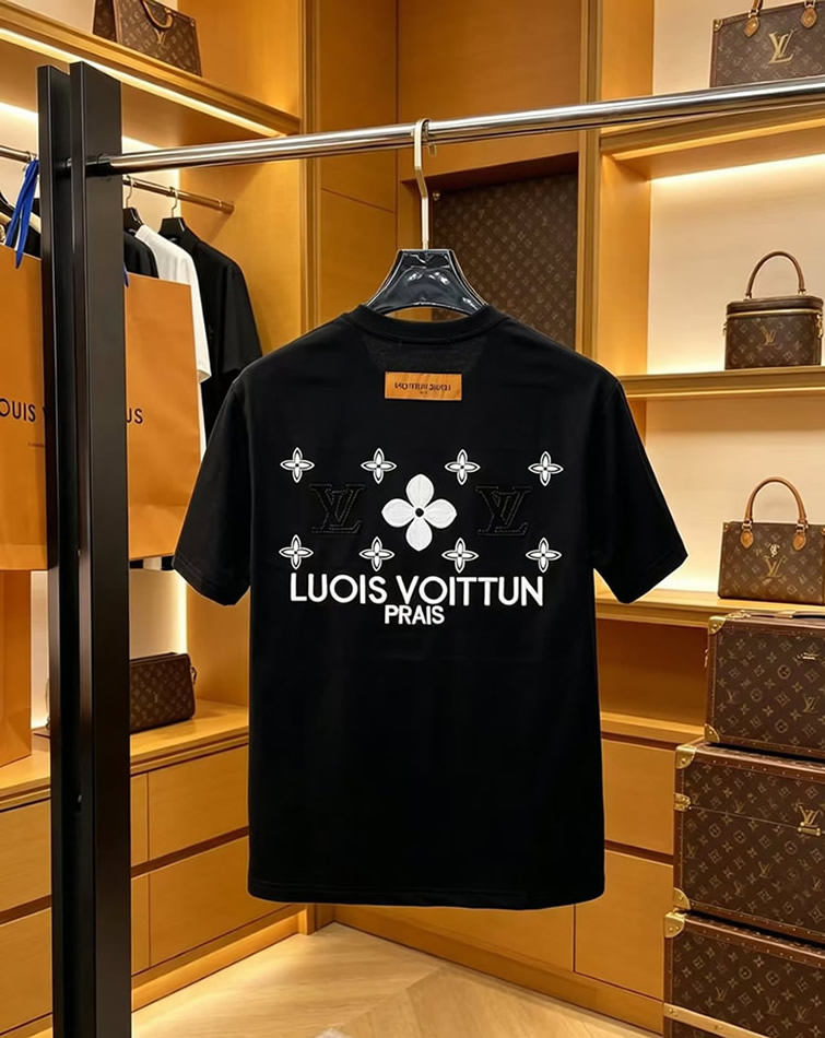 ルイ・ヴィトン LVイニシャルパッチ コットン Tシャツ ブラック FS229 - 画像 (2)