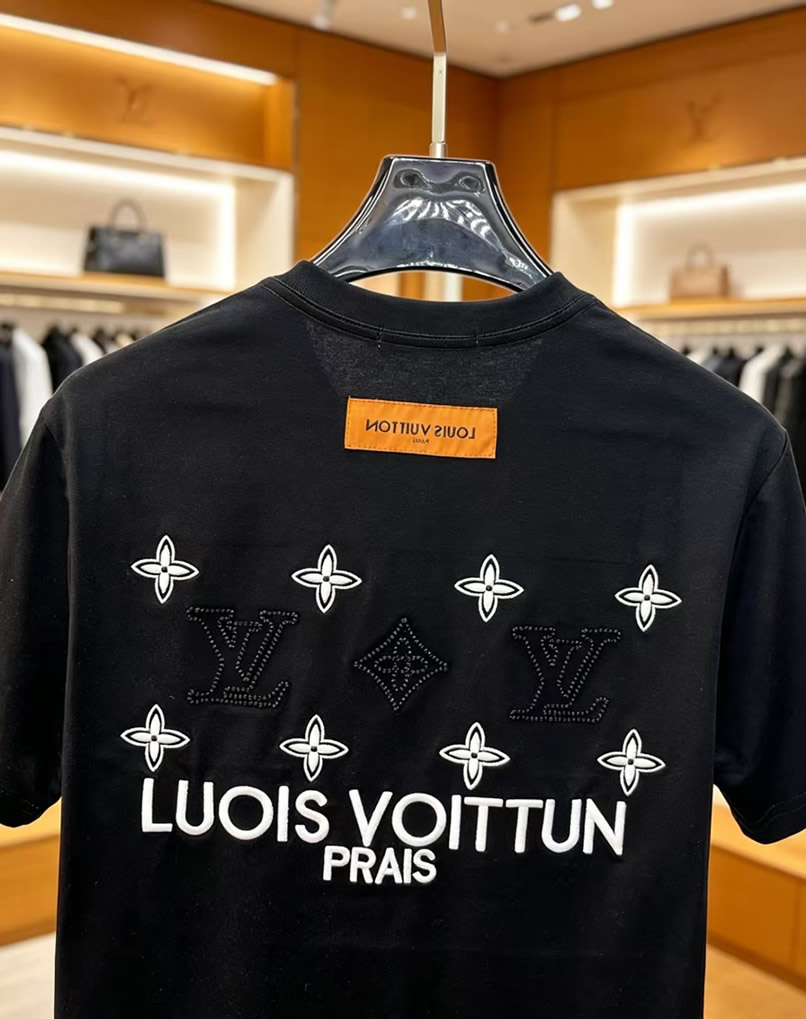 ルイ・ヴィトン LVイニシャルパッチ コットン Tシャツ ブラック FS229 - 画像 (3)