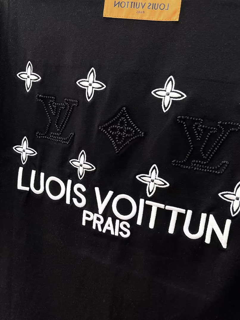 ルイ・ヴィトン LVイニシャルパッチ コットン Tシャツ ブラック FS229 - 画像 (10)