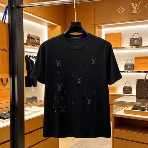 ルイ・ヴィトン マルチLVパッチ クリスタル コットン Tシャツ ブラック FS230