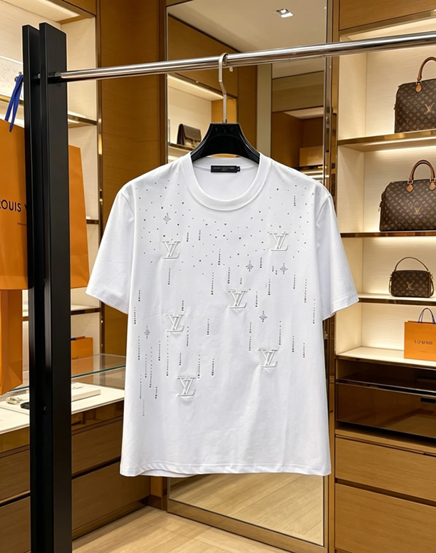 ルイ・ヴィトン マルチLVパッチ クリスタル コットン Tシャツ ホワイト FS231