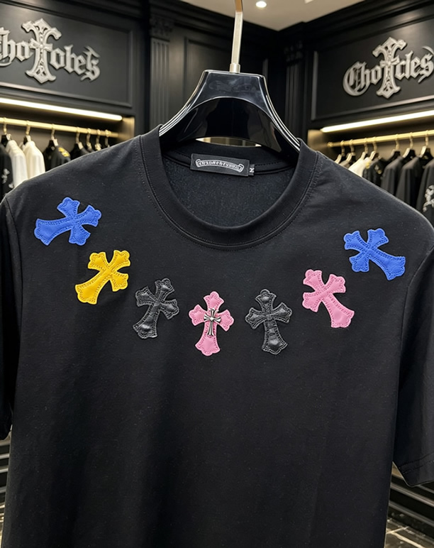 クロムハーツ マルチクロスパッチ コットン Tシャツ ブラック FS232 - 画像 (3)