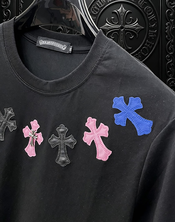 クロムハーツ マルチクロスパッチ コットン Tシャツ ブラック FS232 - 画像 (4)