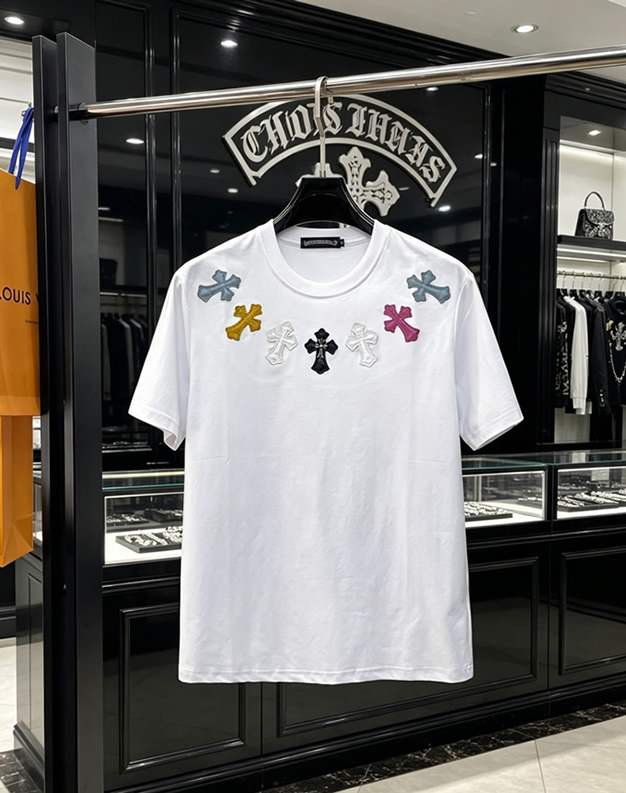 クロムハーツ マルチクロスパッチ コットン Tシャツ ホワイト FS233