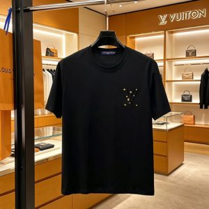 ルイ・ヴィトン スタッズLVパッチ コットン Tシャツ ブラック FS234