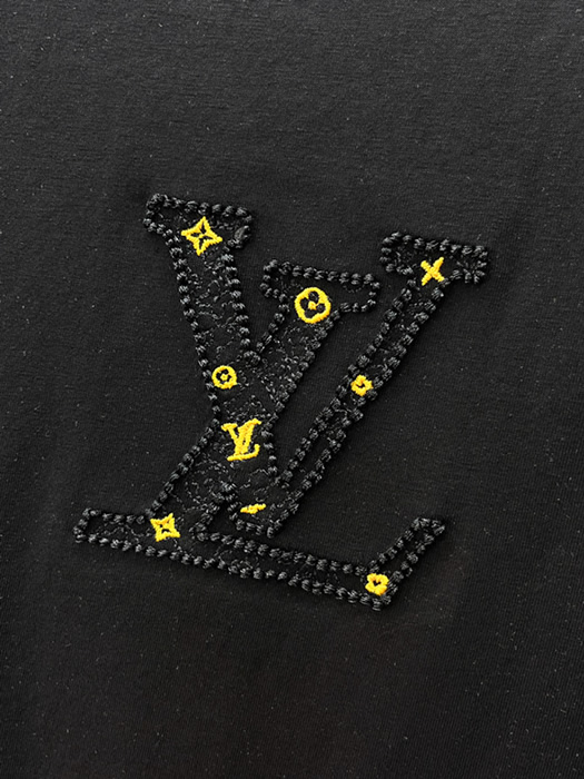 ルイ・ヴィトン スタッズLVパッチ コットン Tシャツ ブラック FS234 - 画像 (6)