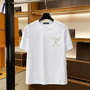 ルイ・ヴィトン スタッズLVパッチ コットン Tシャツ ホワイト FS235