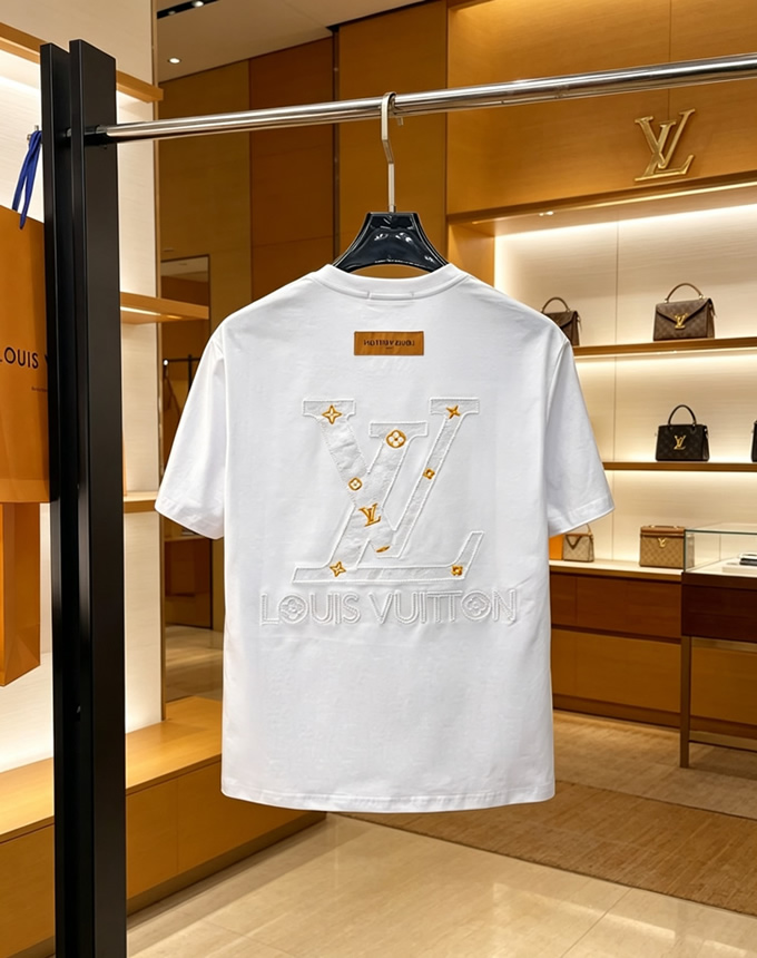 ルイ・ヴィトン スタッズLVパッチ コットン Tシャツ ホワイト FS235 - 画像 (5)